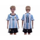 Argentina #11 Tevez Home Kid Soccer Country Jersey