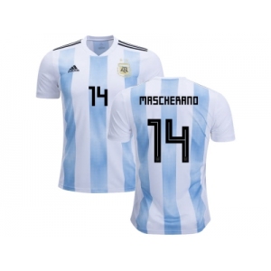 Argentina #14 Mascherano Home Kid Soccer Country Jerseys