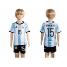 Argentina #15 Demichelis Home Kid Soccer Country Jersey