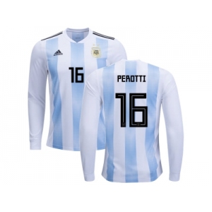 Argentina #16 Perotti Home Long Sleeves Kid Soccer Country Jersey