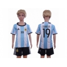 Argentina #19 Banega Home Kid Soccer Country Jersey