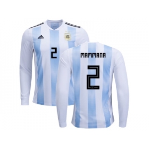 Argentina #2 Mammana Home Long Sleeves Kid Soccer Country Jersey