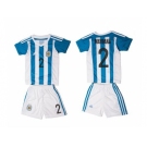 Argentina #2 Maydana Home Kid Soccer Country Jersey1