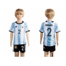 Argentina #2 Maydana Home Kid Soccer Country Jersey