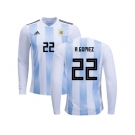 Argentina #22 R.Gomez Home Long Sleeves Kid Soccer Country Jersey