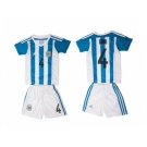 Argentina #4 Gino Home Kid Soccer Country Jersey1