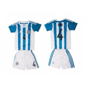 Argentina #4 Gino Home Kid Soccer Country Jersey1