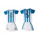 Argentina #5 Gago Home Kid Soccer Country Jersey1