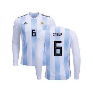 Argentina #6 Insua Home Long Sleeves Kid Soccer Country Jersey