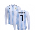 Argentina #7 Benedetto Home Long Sleeves Kid Soccer Country Jersey
