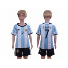Argentina #7 Di Maria Home Kid Soccer Country Jersey