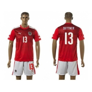 Austria #13 Suttner Red Home Soccer Country Jersey