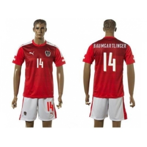 Austria #14 Baumgartlinger Red Home Soccer Country Jersey