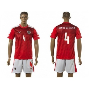 Austria #4 Hinteregger Red Home Soccer Country Jersey