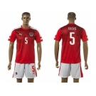 Austria #5 Fuchs Red Home Soccer Country Jersey