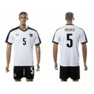 Austria #5 Fuchs White Away Soccer Country Jersey