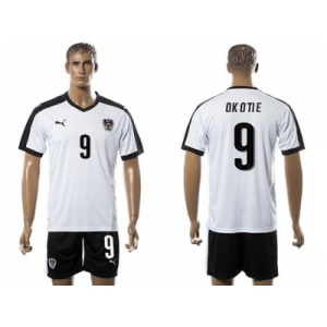 Austria #9 Okotie White Away Soccer Country Jersey