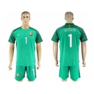 Brazil #1 Alisson Green Goalkeeper Soccer Country Jersey