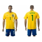 Brazil #1 Alisson Home Soccer Country Jersey