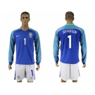 Brazil #1 Jefferson Away Long Sleeves Soccer Country Jersey