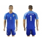 Brazil #1 Jefferson Blue Soccer Country Jersey