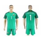 Brazil #1 Jefferson Green Goalkeeper Soccer Country Jersey