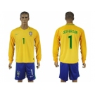 Brazil #1 Jefferson Home Long Sleeves Soccer Country Jersey