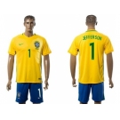 Brazil #1 Jefferson Home Soccer Country Jersey