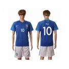 Brazil #10 Pele Away Soccer Country Jersey1
