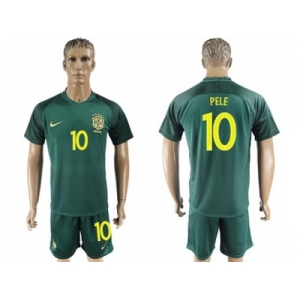 Brazil #10 Pele Away Soccer Country Jersey