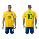 Brazil #10 Pele Home Soccer Country Jersey