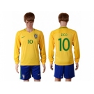 Brazil #10 Zico Home Long Sleeves Soccer Country Jersey
