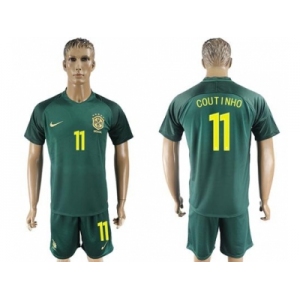 Brazil #11 Coutinho Away Soccer Country Jersey