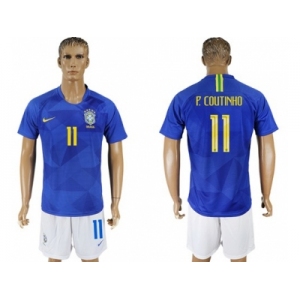Brazil #11 P.Coutinho Away Soccer Country Jers