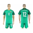 Brazil #12 Carreira Green Goalkeeper Soccer Country Jersey