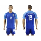 Brazil #13 Marquinhos Blue Soccer Country Jersey