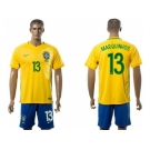 Brazil #13 Marquinhos Home Soccer Country Jersey