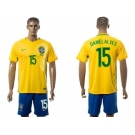 Brazil #15 Daniel Alves Home Soccer Country Jersey