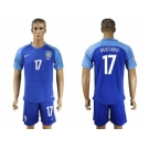 Brazil #17 Gustavo Blue Soccer Country Jersey