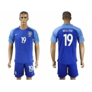 Brazil #19 Willian Blue Soccer Country Jersey