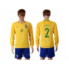Brazil #2 Cafu Home Long Sleeves Soccer Country Jersey