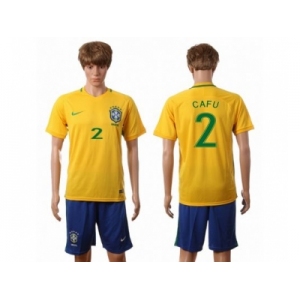 Brazil #2 Cafu Home Soccer Country Jersey