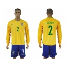 Brazil #2 Danilo Home Long Sleeves Soccer Country Jersey