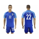 Brazil #22 Coutonho Blue Soccer Country Jersey