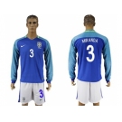 Brazil #3 Miranda Away Long Sleeves Soccer Country Jersey