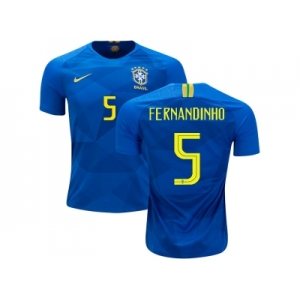 Brazil #5 Fernandinho Away Soccer Country Jersey