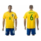 Brazil #6 Marcelo Home Soccer Country Jersey