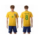 Brazil #8 Paulinho Home Soccer Country Jersey