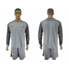 Brazil Blank Grey Goalkeeper Long Sleeves Soccer Country Jersey