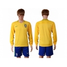Brazil Blank Home Long Sleeves Soccer Country Jersey